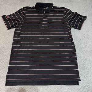 RLX Ralph Lauren Polo Shirt Mens Med Red Black Stripe  Golf Preppy Performance‎